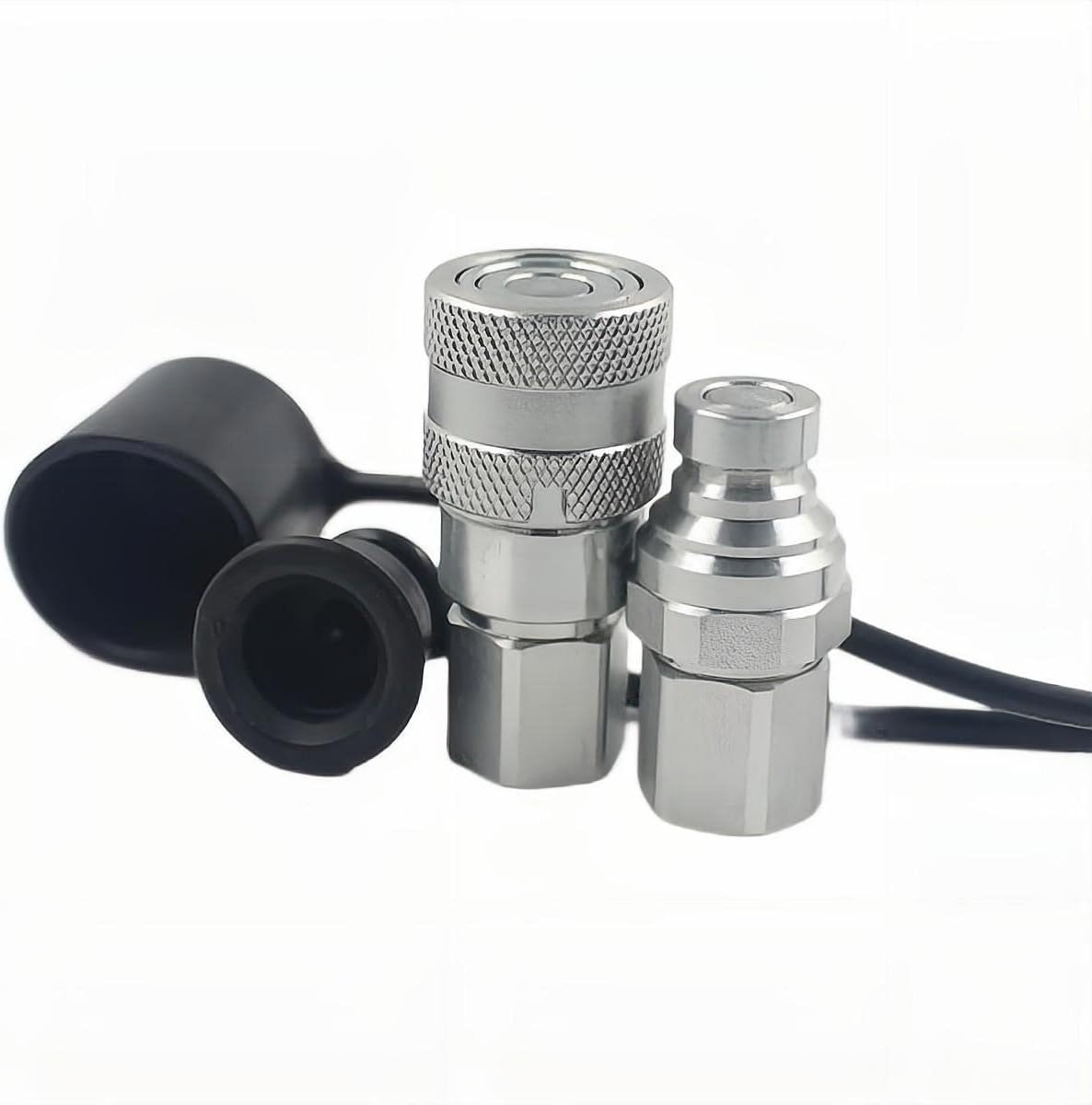 1/4 Flat Face Hydraulic Quick Connect Coupling Set with Black Dust Cap O829