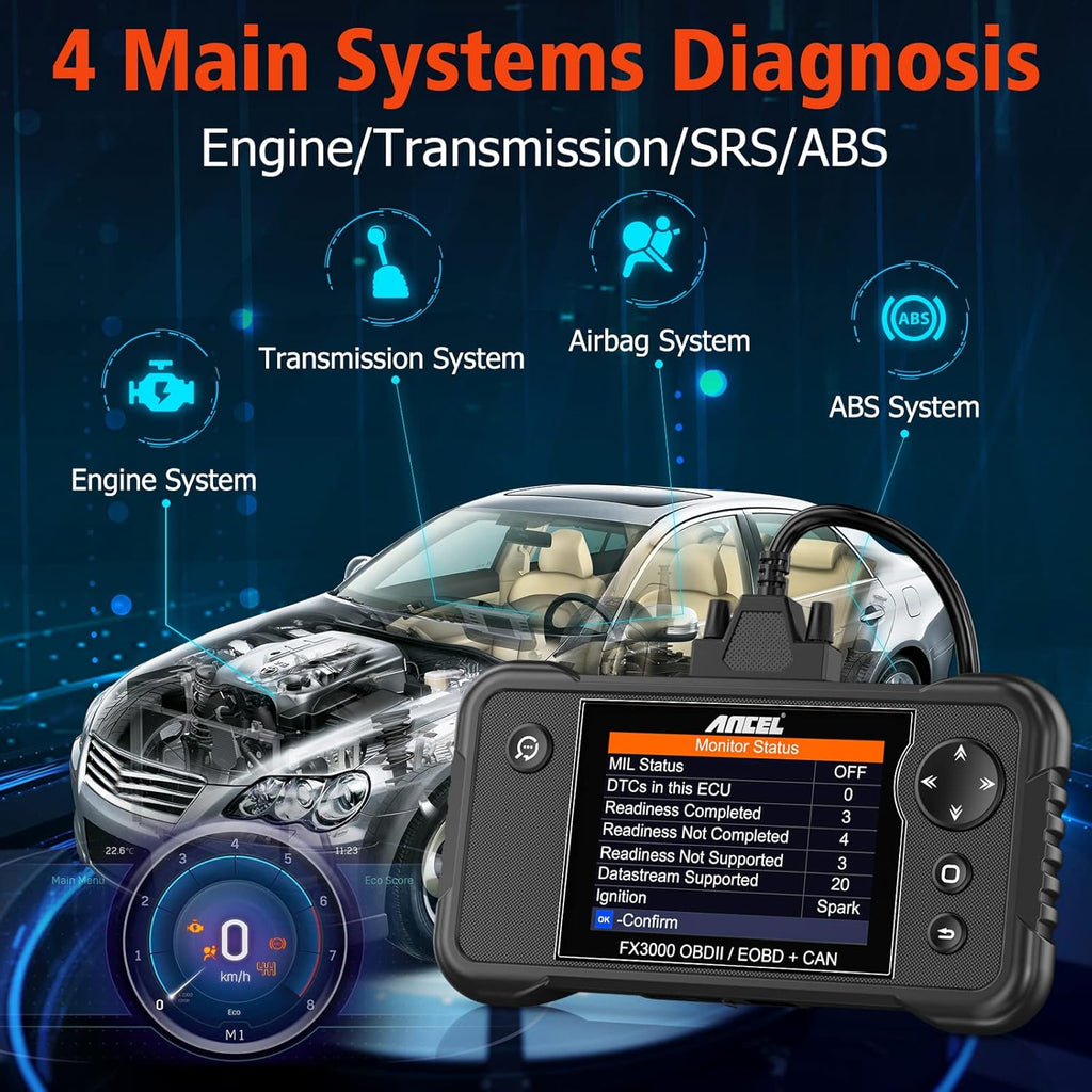 OBDII Scanner Diagnostic Scan Tool with Oil EPB SAS ABS BMS Reset S4143