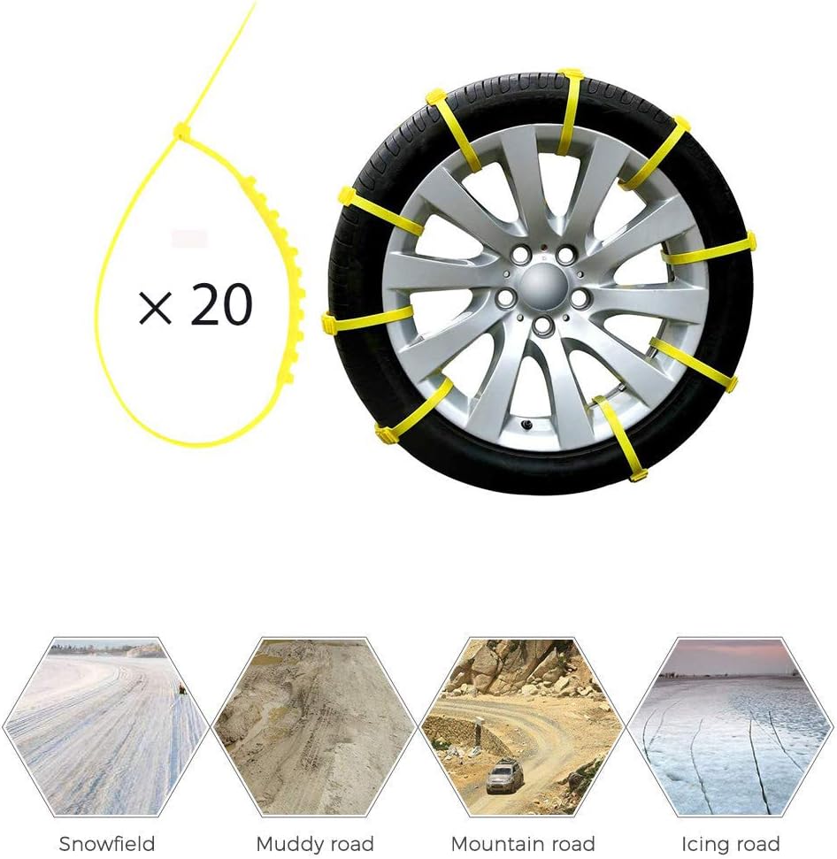 20Pcs Anti-Skid Snow Chains for Tyres Width 145-295mm N347668