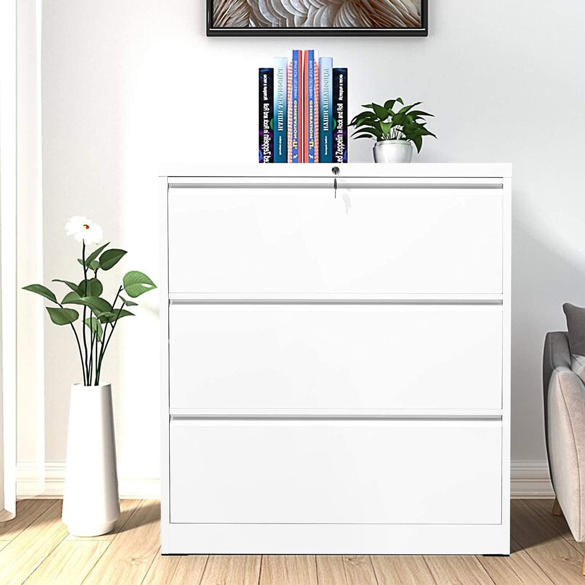 Black Metal 3 Drawer Rolling File Cabinet E987256