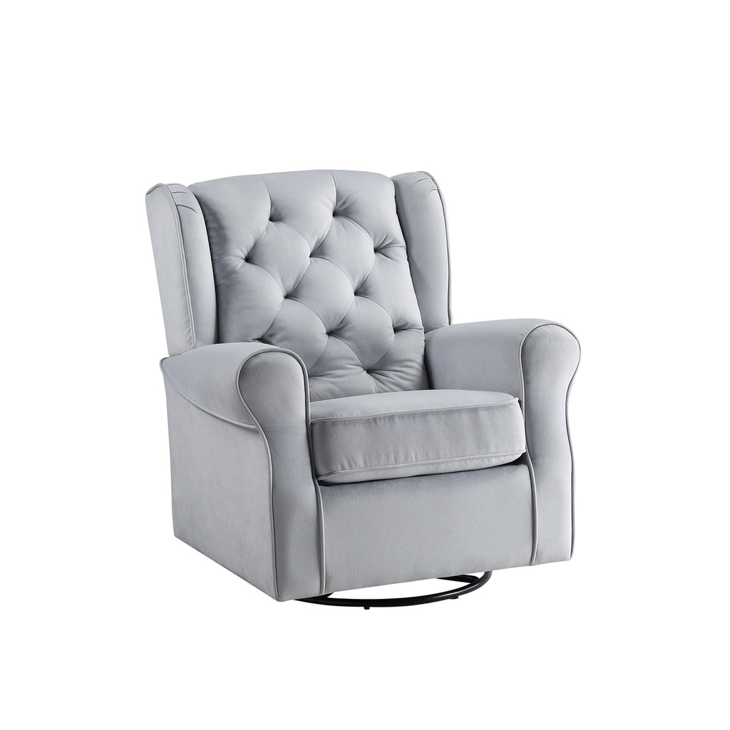 Gray Fabric Swivel Chair with Glider F890