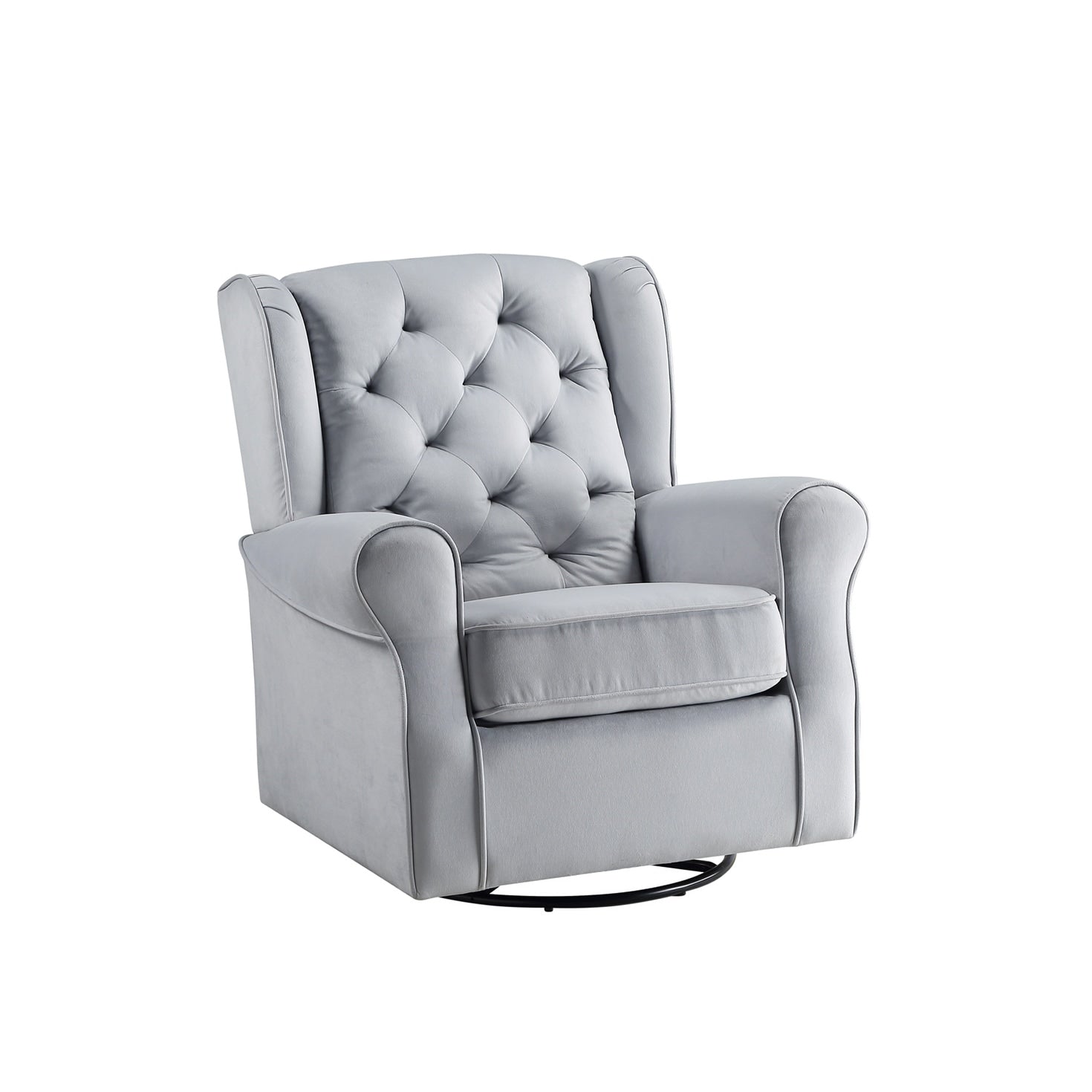 Gray Fabric Swivel Chair with Glider F890