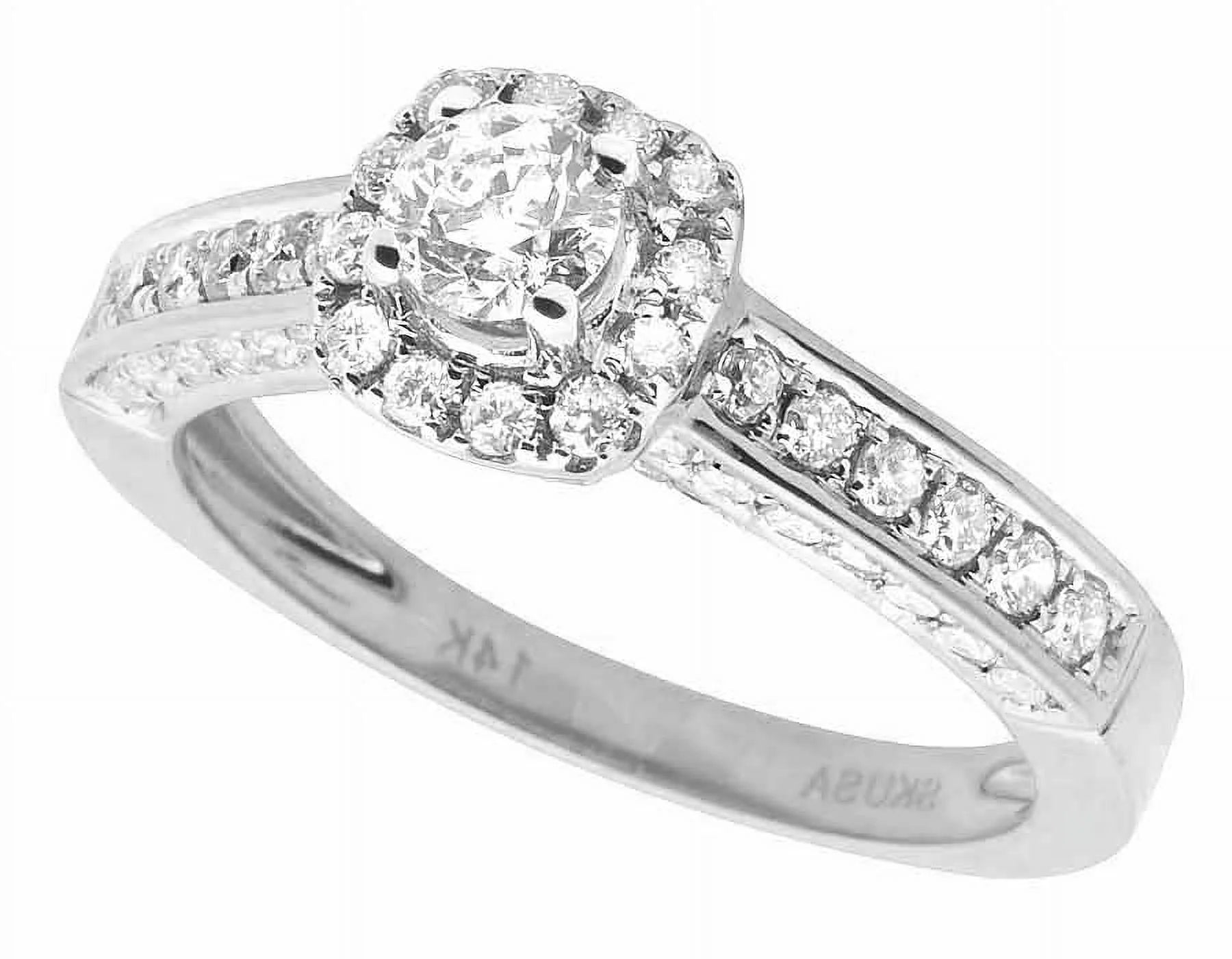 14K White Gold Halo Solitaire Real Diamond Engagement Ring 1.0ct E92941