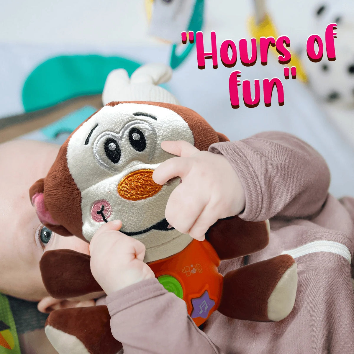 Monkey Plush Toy with Light-Up Button, 12 Nursery Rhyme & Sound Effects T930