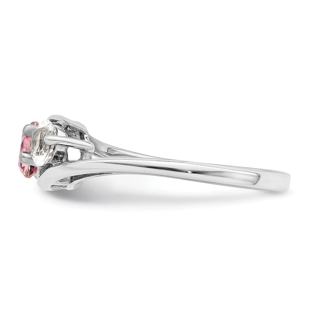 Sterling Silver Rhodium-plated White and Pink Swarovski Topaz Ring Size 7 D993