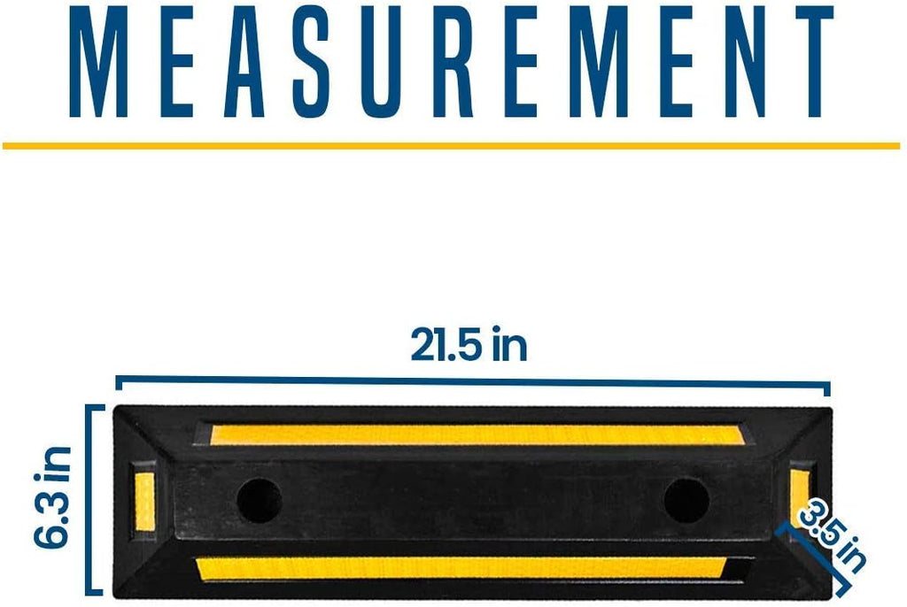 Black Rubber Parking Curb with Yellow Reflective Stripes, 4 Pack I291