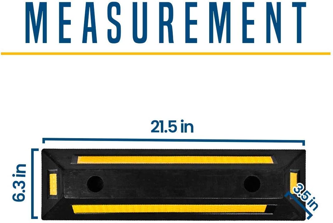 Black Rubber Parking Curb with Yellow Reflective Stripes, 4 Pack I291