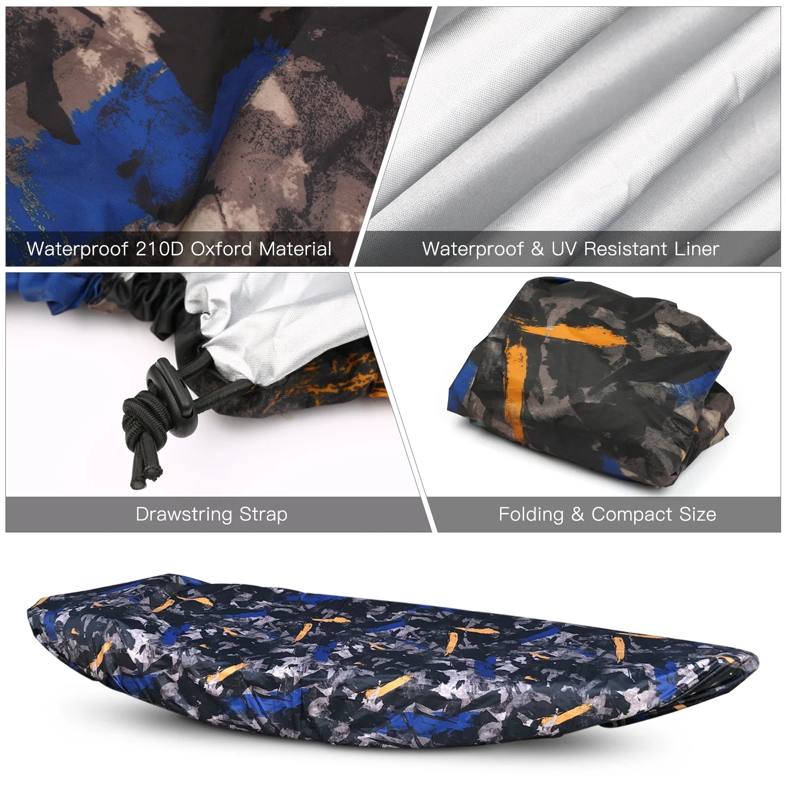 Universal Kayak Boat Cover Waterproof Dustproof Storage Cover F11814
