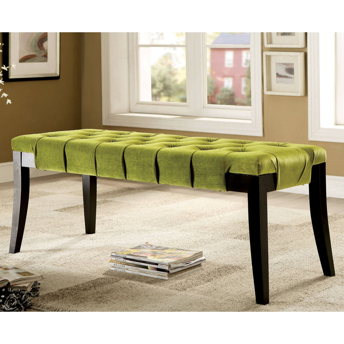 Brown Tufted Accent Bench L2935