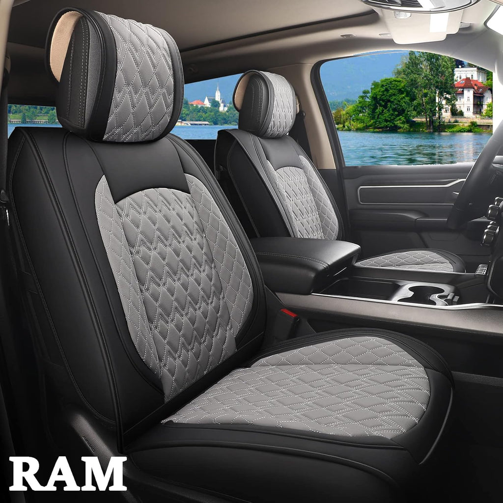 Black-Grey Waterproof Synthetic Leather Seat Covers (5 PCS Full Set) D77824