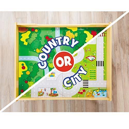 Deluxe Over 80 Piece Hand Painted Wooden Train Table Set with Tracks, Trains & Accessories E75051