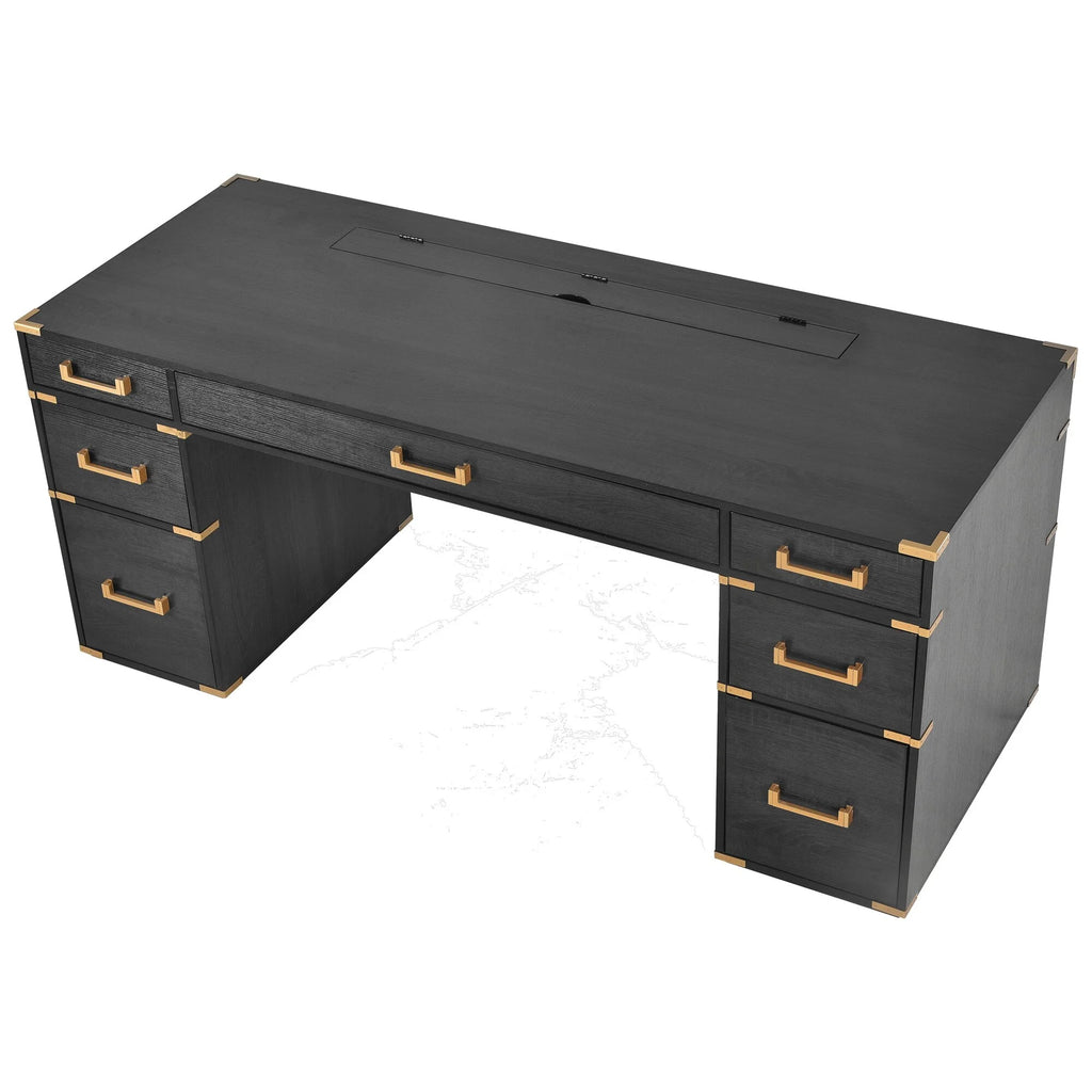 Black Executive Writing Desk with Drawers J976505