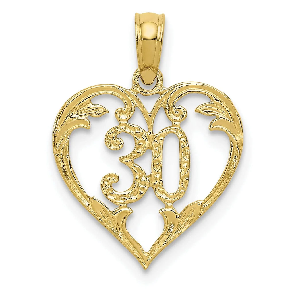 10K Yellow Gold 30 in Heart Cut-out Pendant V4234