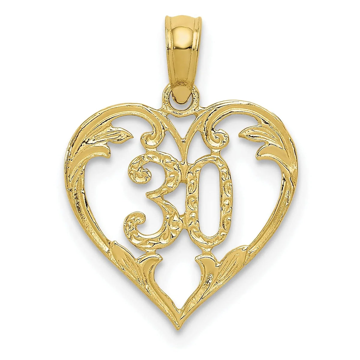 10K Yellow Gold 30 in Heart Cut-out Pendant V4234