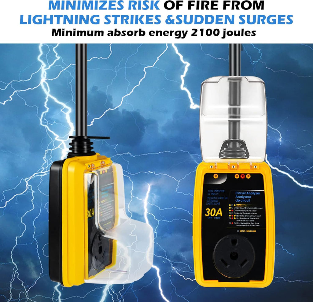 RV Surge Protector 30 Amp with Waterproof Cover, Pack of 2 D805277