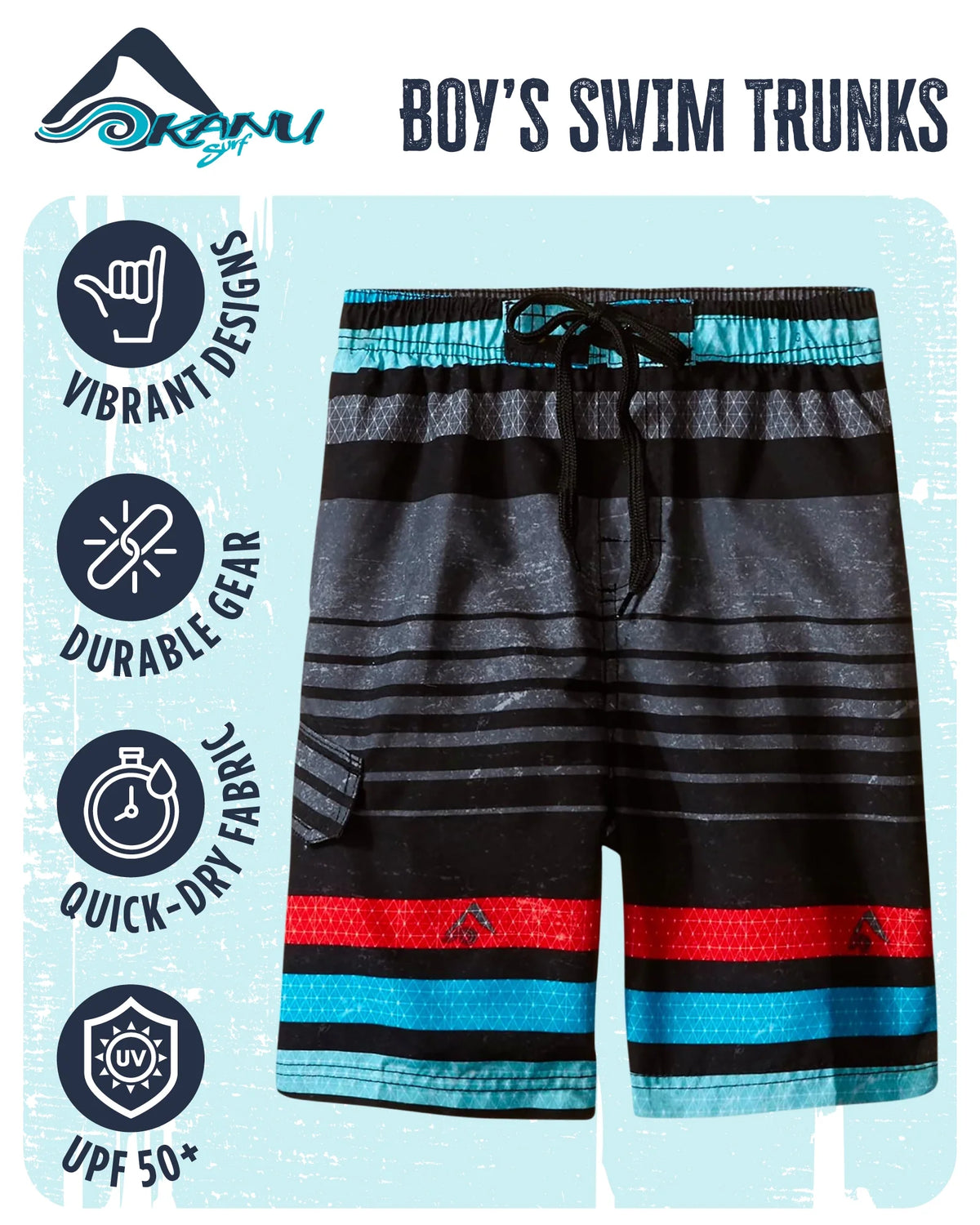 Boys' 2 Pack Quick Dry Swim Trunks A145