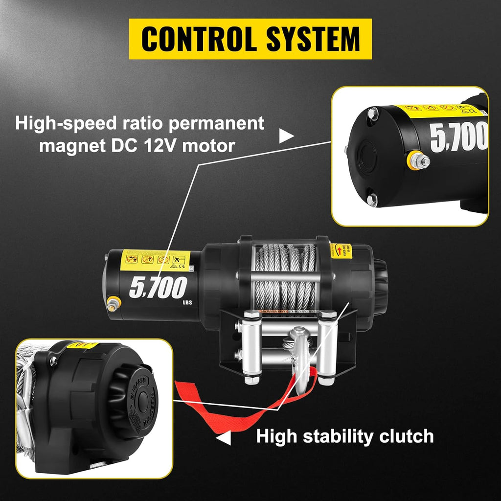 5700 lbs Electric Winch with Steel Cable and Wireless Remote T65779