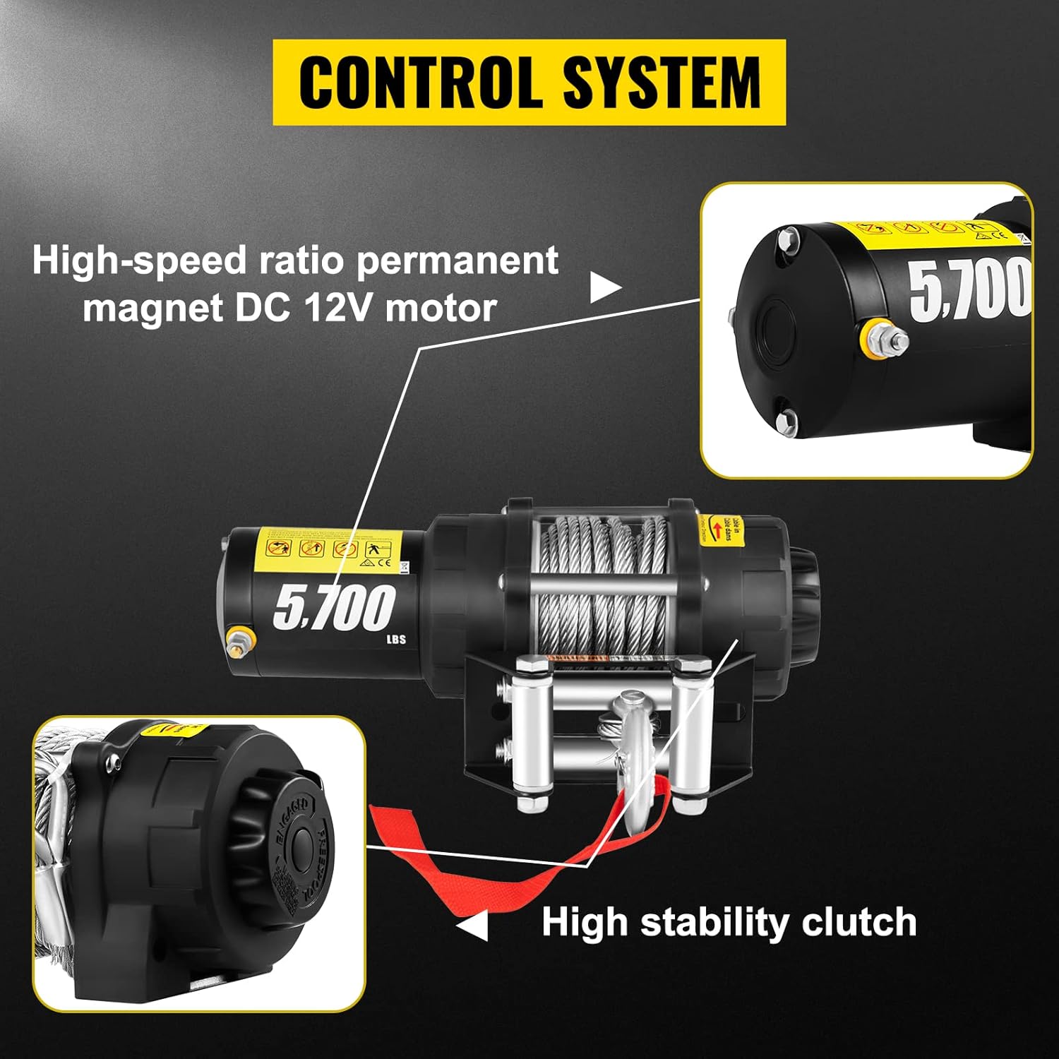 5700 lbs Electric Winch with Steel Cable and Wireless Remote T65779