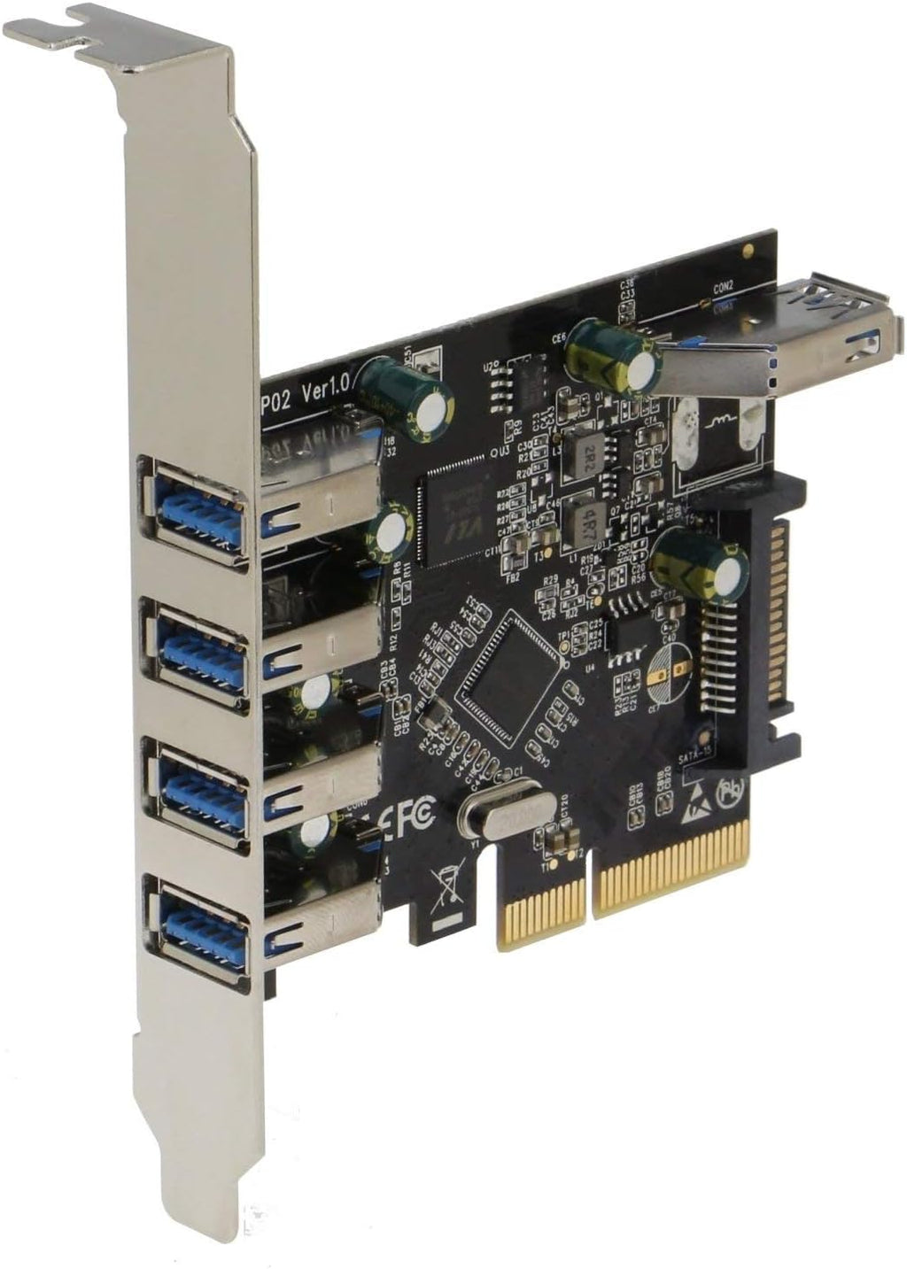 PCIe 5 Port USB 3.1 Gen II Adapter Card with Low and Standard Profile Brackets Q496