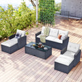 Black Wicker Patio Outdoor Sectional Set with Coffee Table and Removable Cushions Z7076