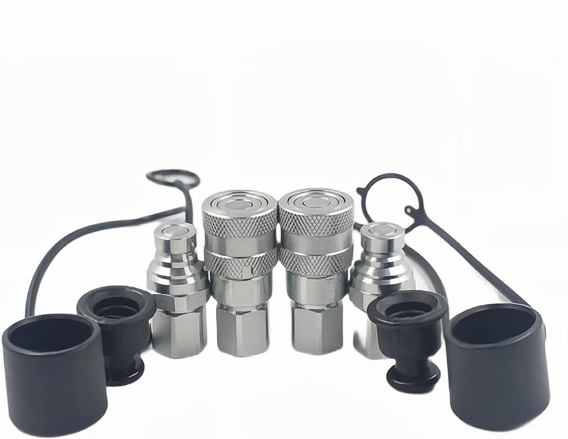 1/4 Flat Face Hydraulic Quick Connect Coupling Set with Black Dust Cap O829
