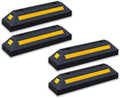 Black Rubber Parking Curb with Yellow Reflective Stripes, 4 Pack I291