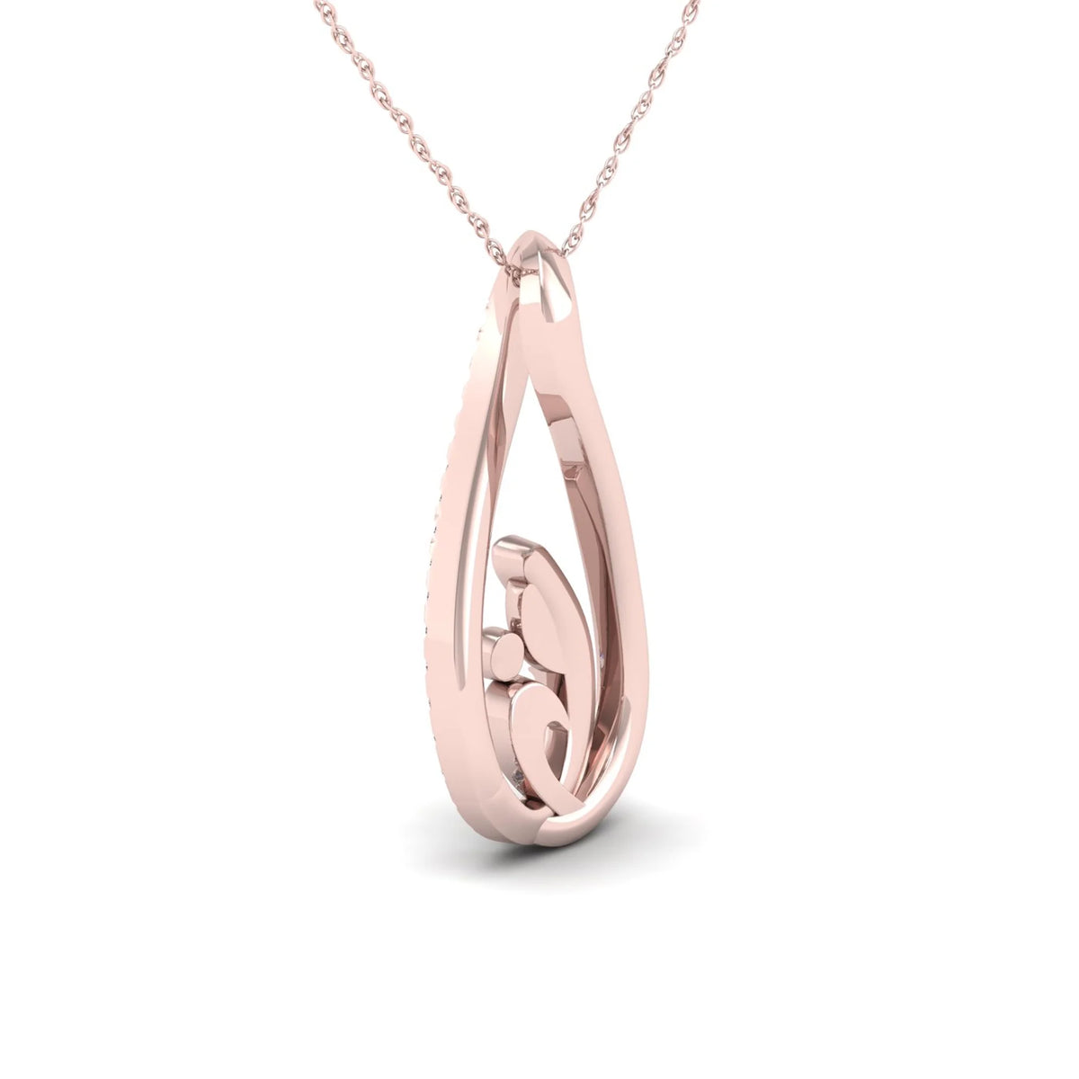10K Rose Gold Diamond Mother and Child Infinity Pendant Necklace N666668