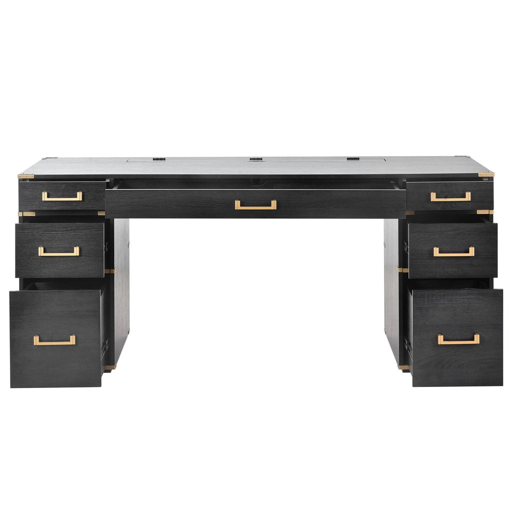 Black Executive Writing Desk with Drawers J976505