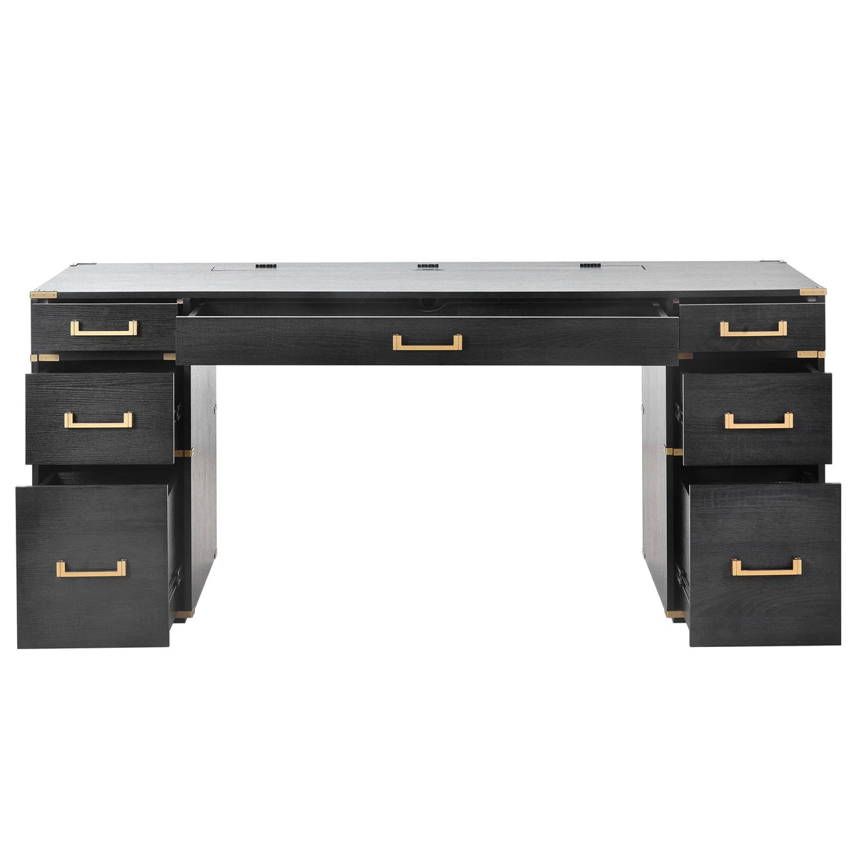 Black Executive Writing Desk with Drawers J976505