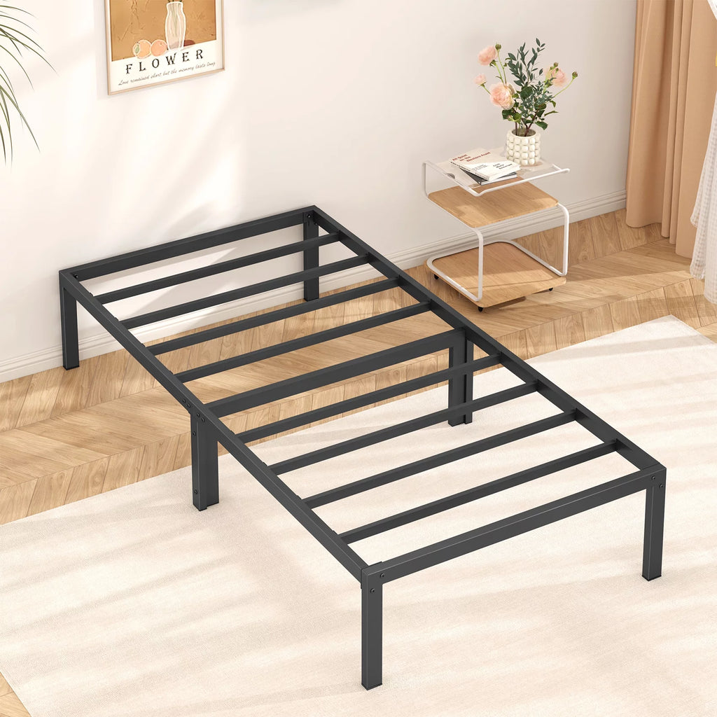 Black Twin Size Metal Platform Bed Frame with 14 inch Under Bed Storage X3986