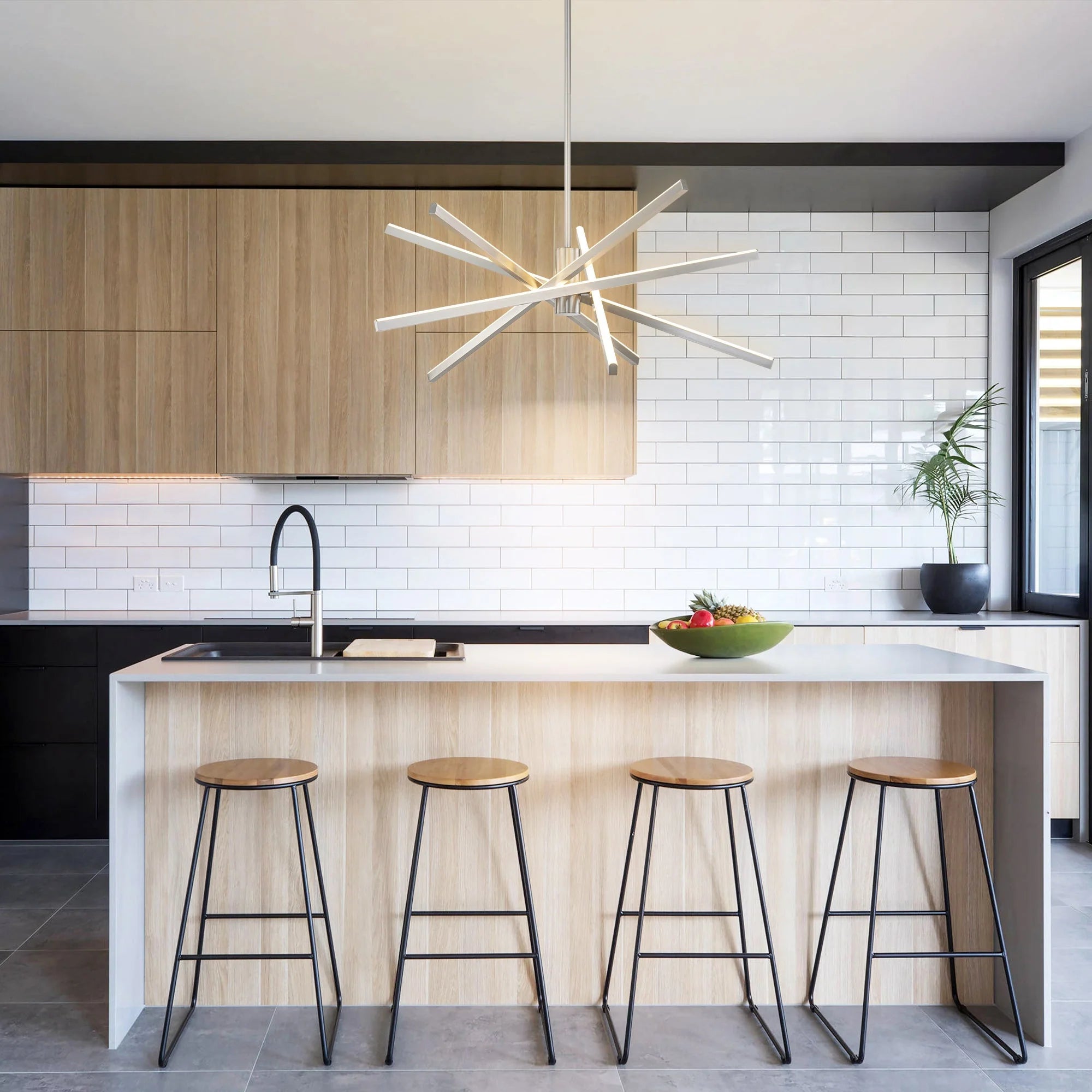 5-Light Aluminum Dimmable LED Linear Chandelier Q199426