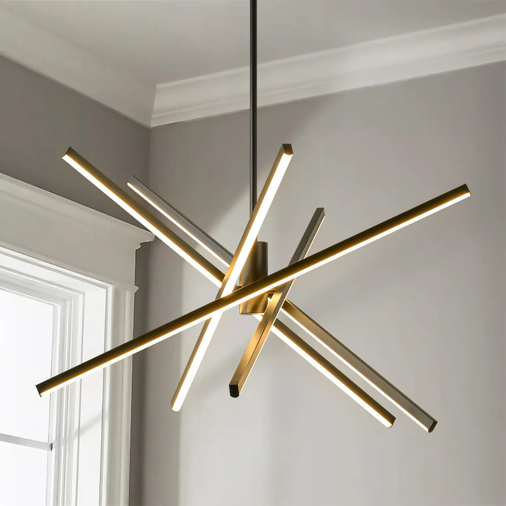 5-Light Aluminum Dimmable LED Linear Chandelier Q199426