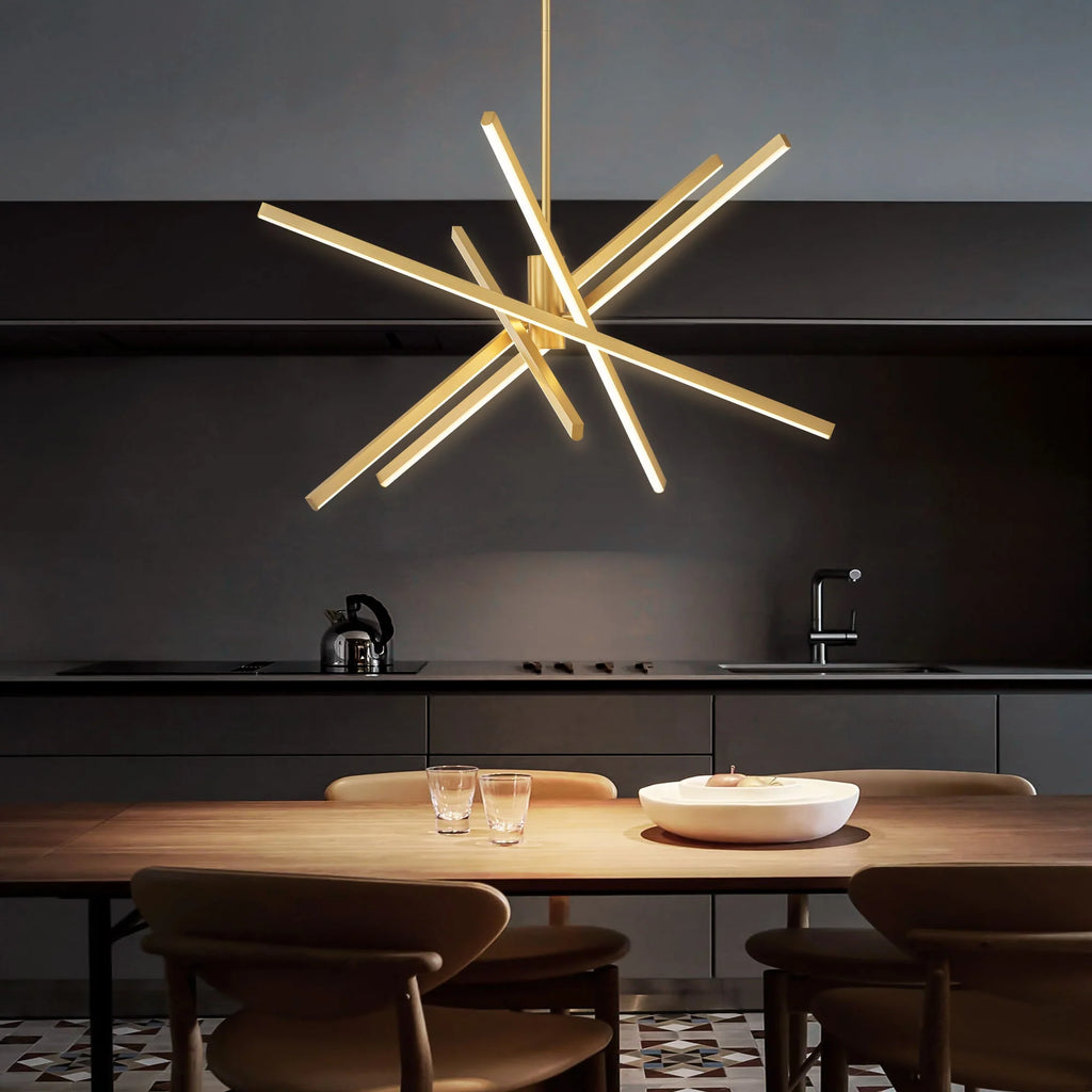 5-Light Aluminum Dimmable LED Linear Chandelier Q199426