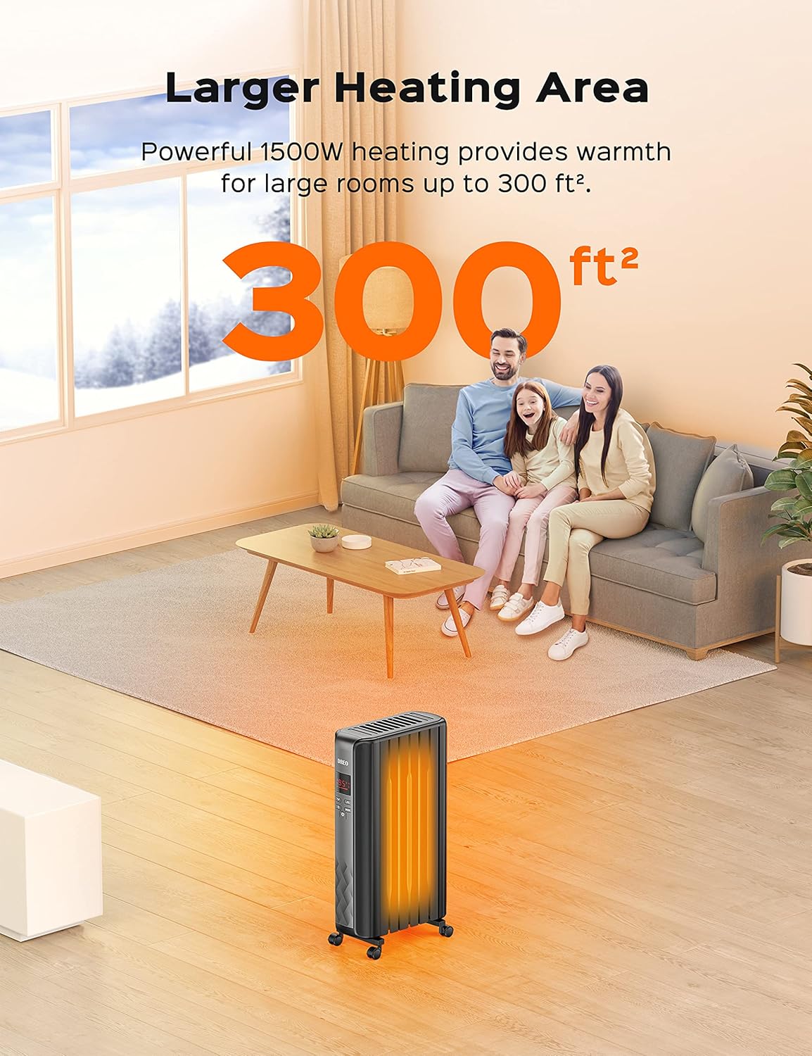 1500W Electric Oil Filled Radiator Heater with Remote Control S730