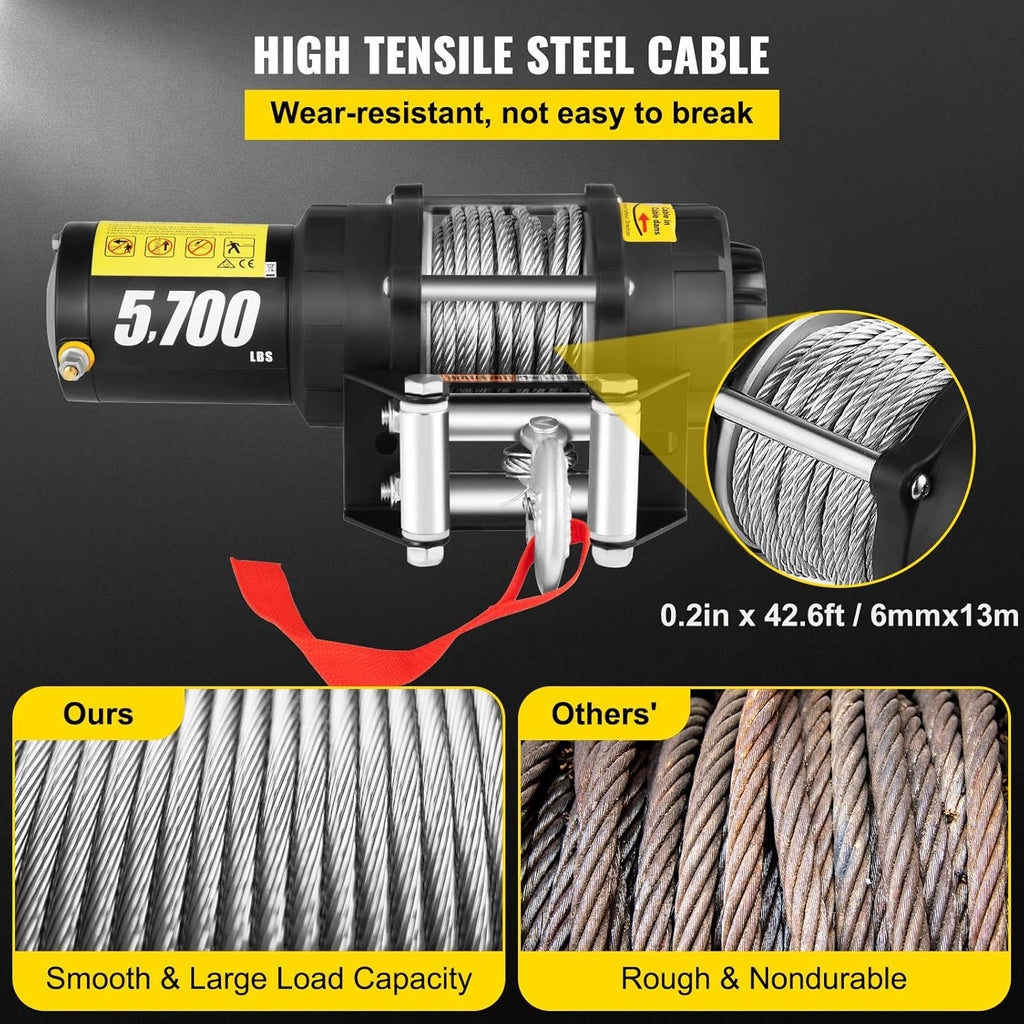 5700 lbs Electric Winch with Steel Cable and Wireless Remote T65779
