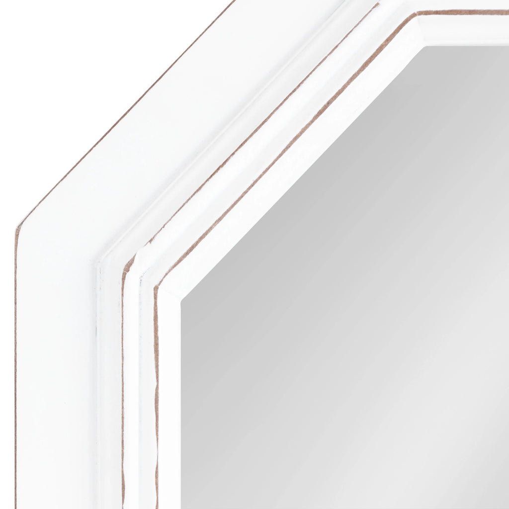 Rustic Wood Framed Octagon Wall Mirror, 28 x 36, White W755492