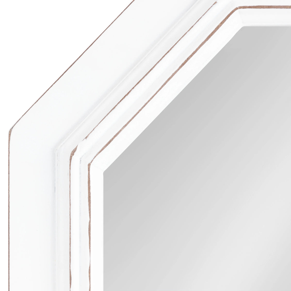 Rustic Wood Framed Octagon Wall Mirror, 28 x 36, White W755492
