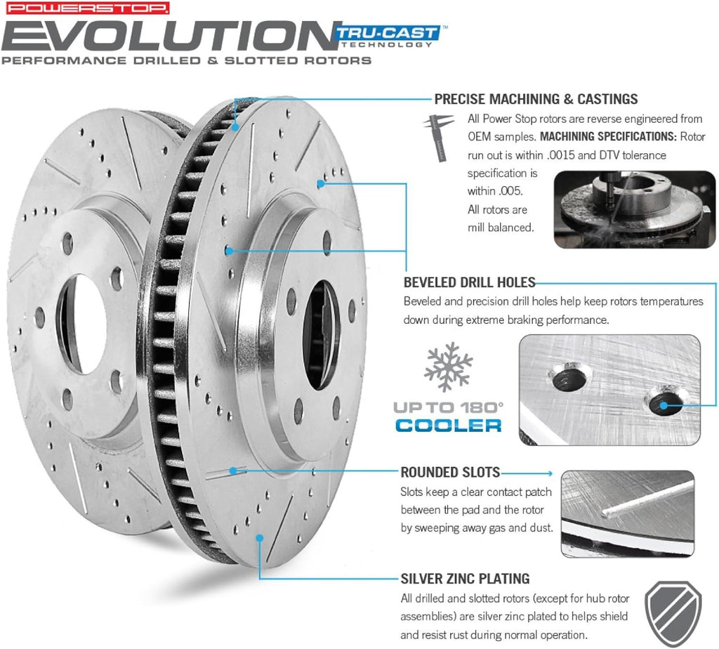 Rear Z23 Carbon Fiber Brake Pads with Drilled & Slotted Brake Rotors Kit W777