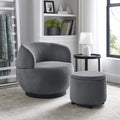 Grey Velvet Barrel Chair with Storage Ottoman U914
