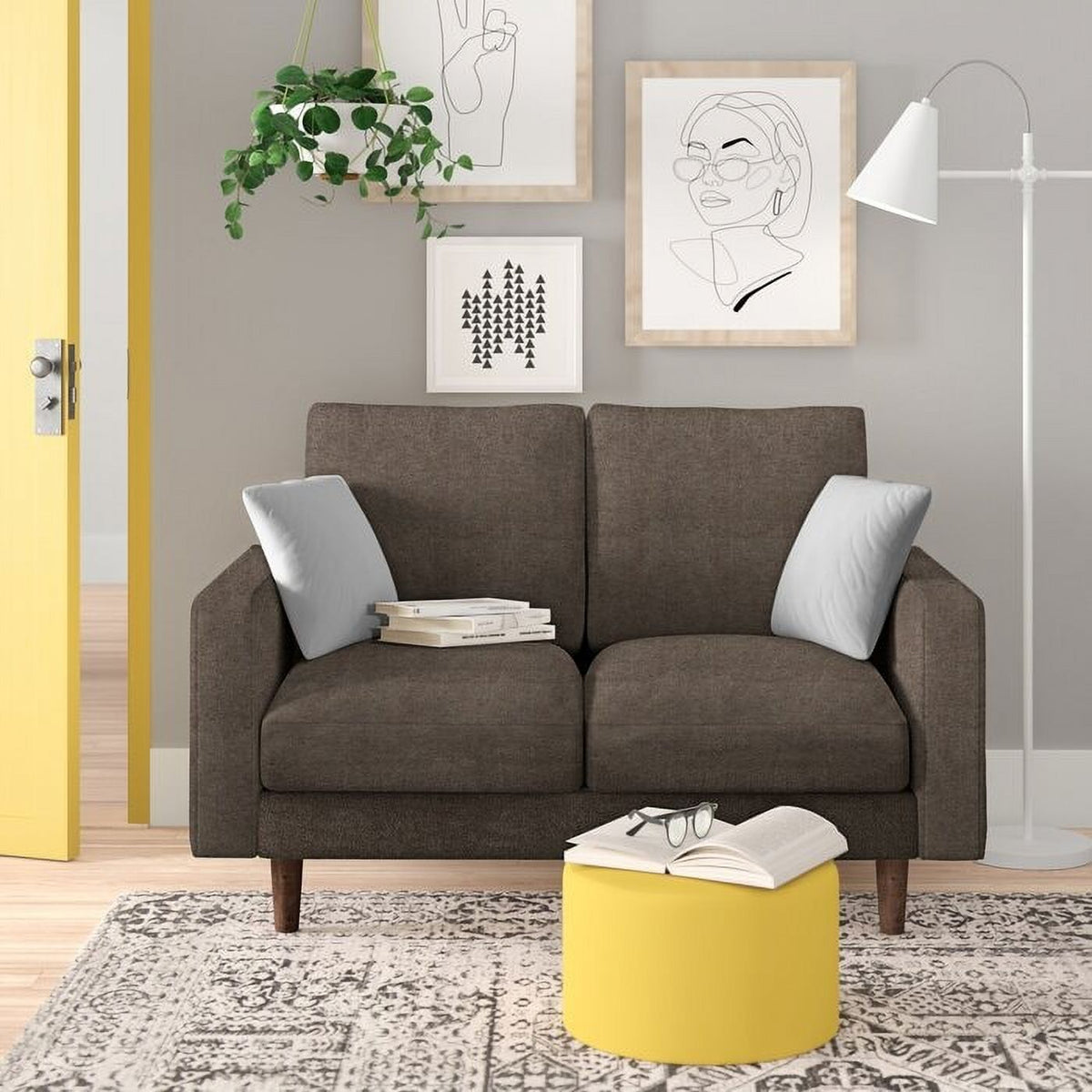 Dark Blue Square Arm Loveseat C240