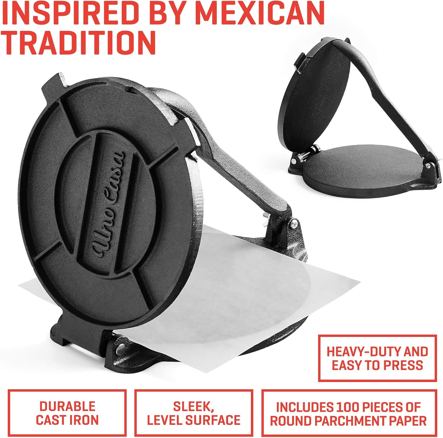 Cast Iron Tortilla Press 8 Inch with Comal Pan O60034