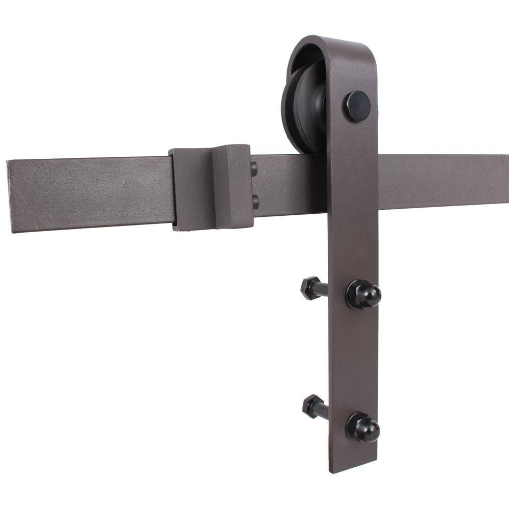 48 in. x 84 in. Weather Oak Stained Solid Pine Wood Interior Double Sliding Barn Door with Hardware Kit G2101