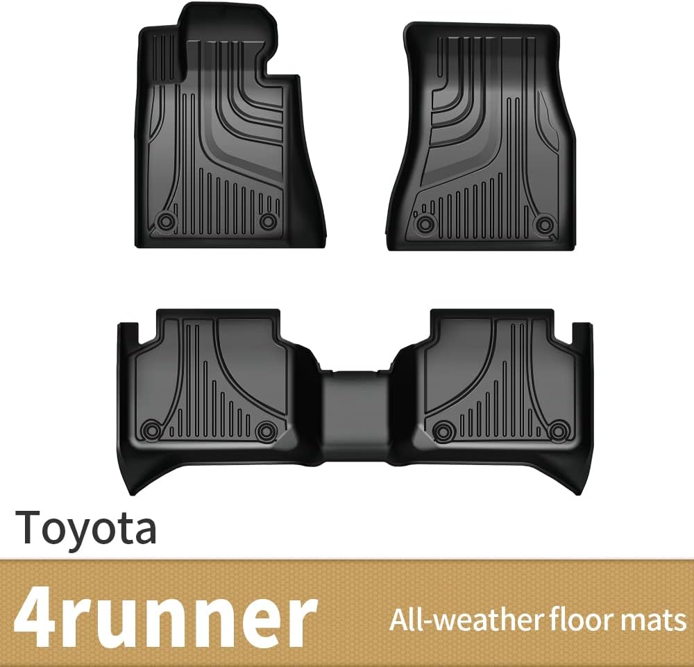 Heavy Duty TPE All Weather Car Floor Mats, 1st & 2nd Row Full Set Rubber Floor Liners G588837