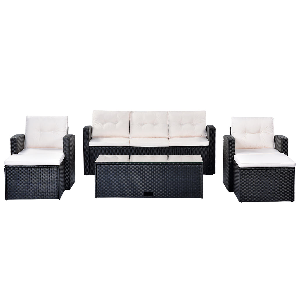 Black Wicker Patio Outdoor Sectional Set with Coffee Table and Removable Cushions Z7076