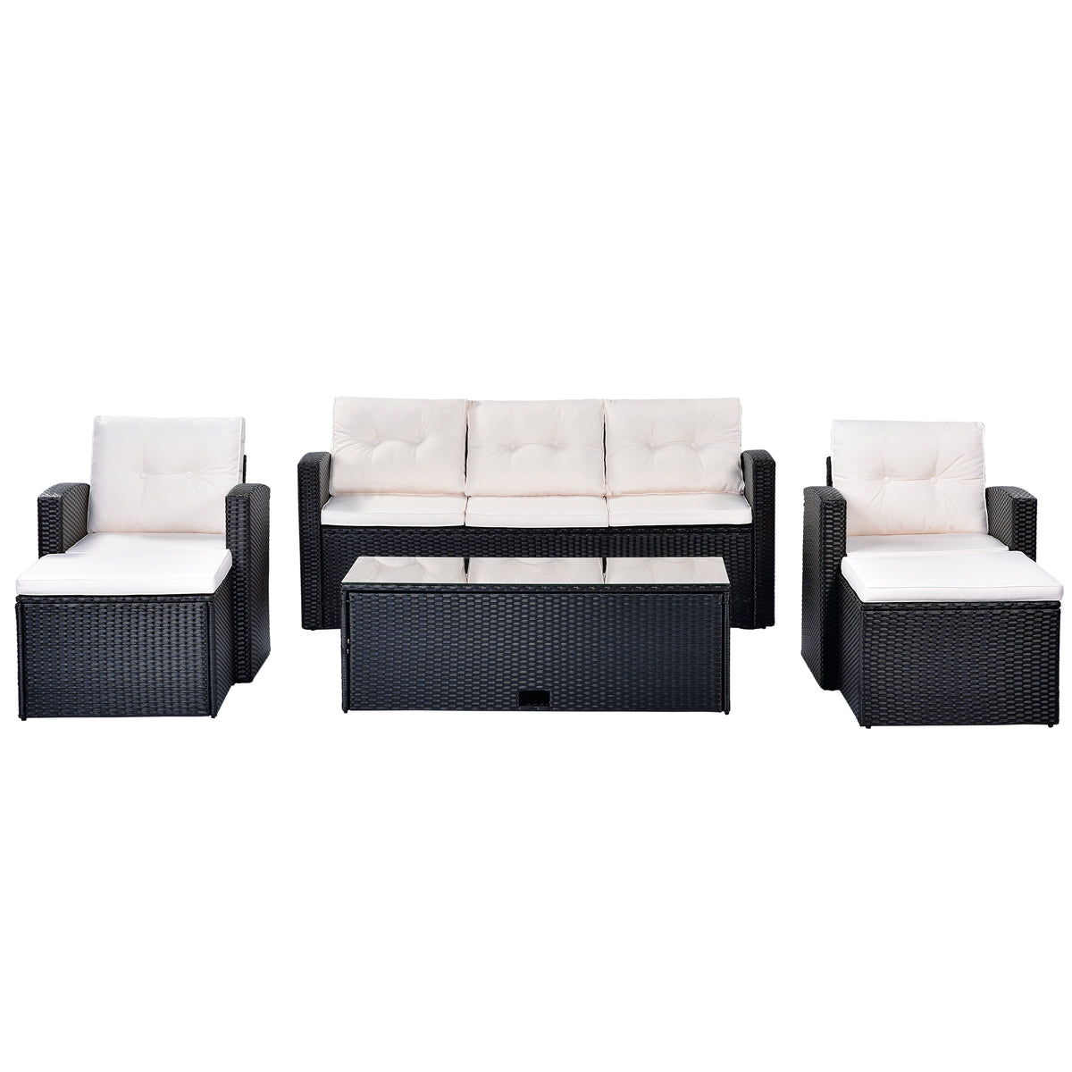 Black Wicker Patio Outdoor Sectional Set with Coffee Table and Removable Cushions Z7076