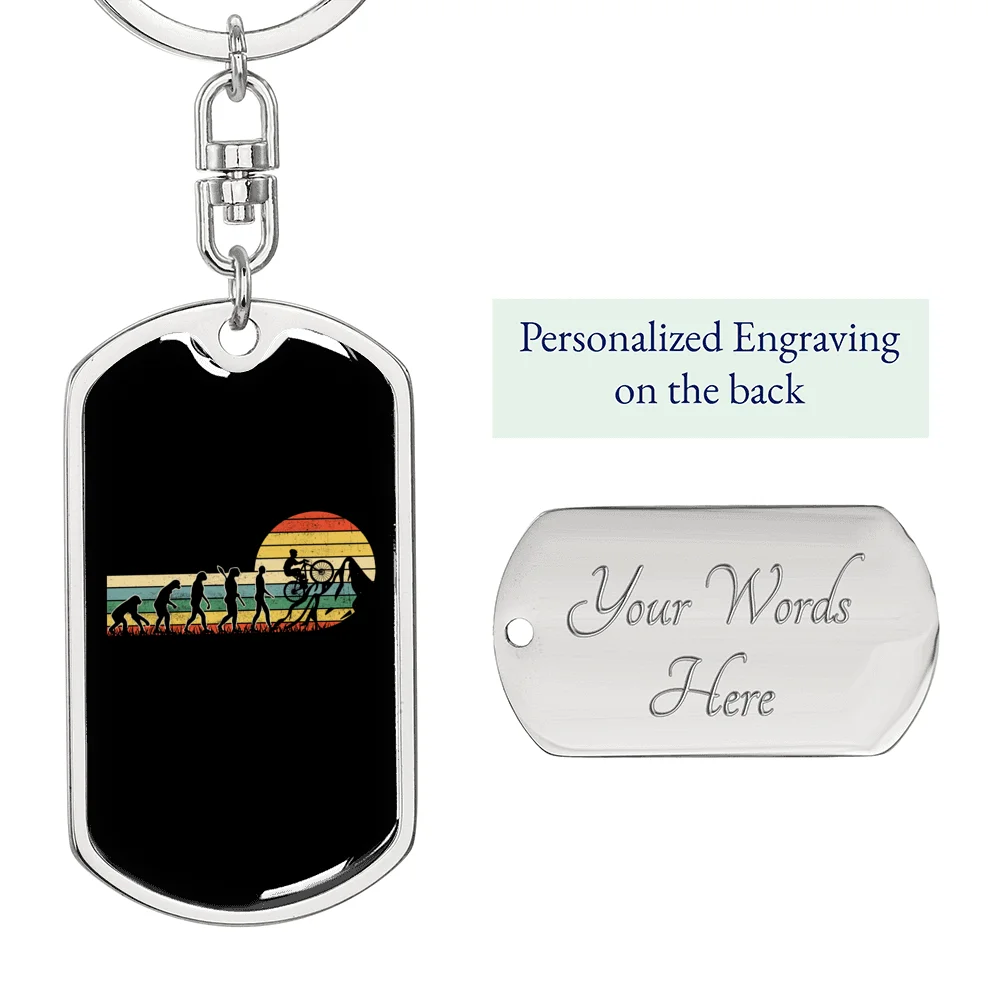 Stainless Steel or 18k Gold Swivel Dog Tag Keychain U8485