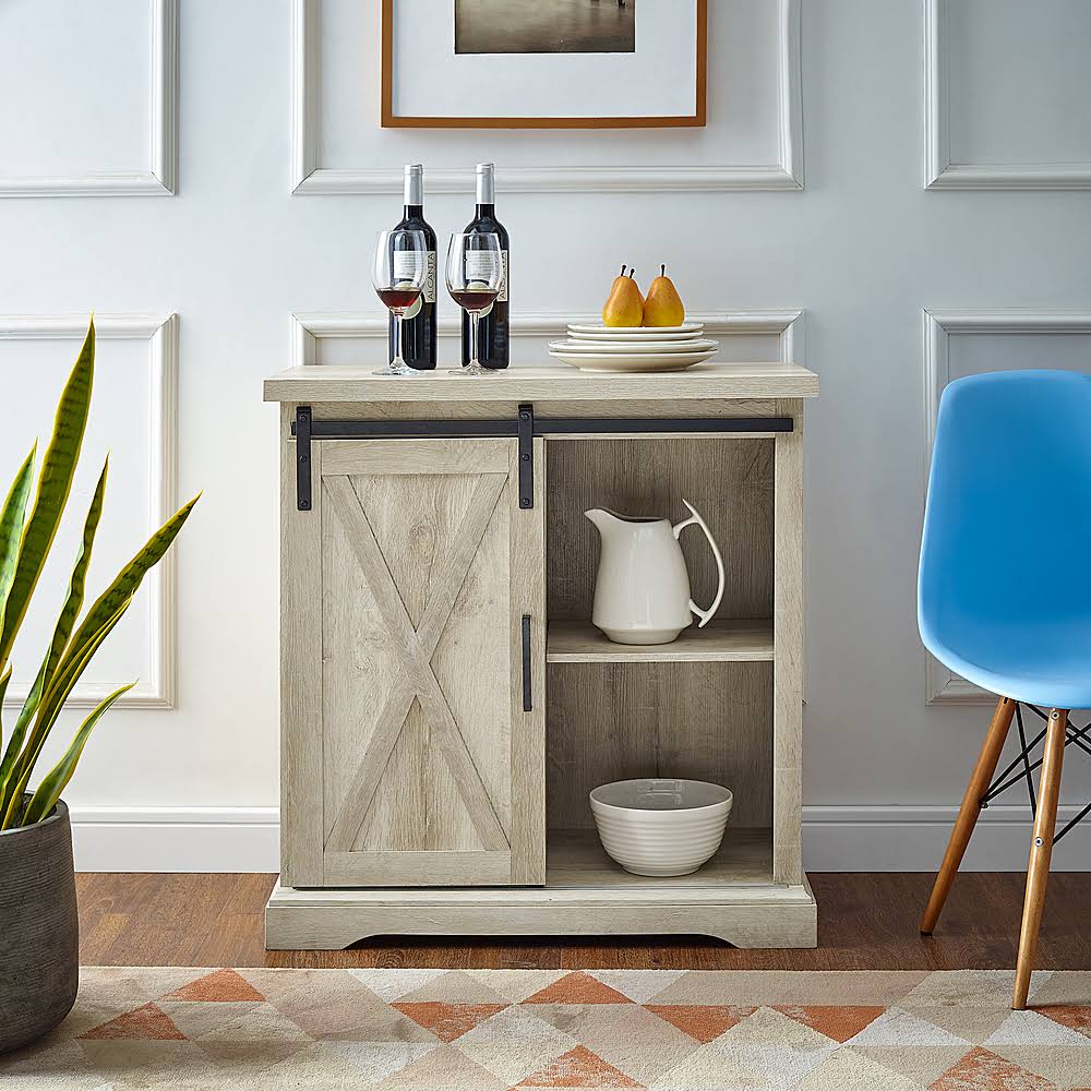 White Oak Sliding Door Buffet Cabinet F3991