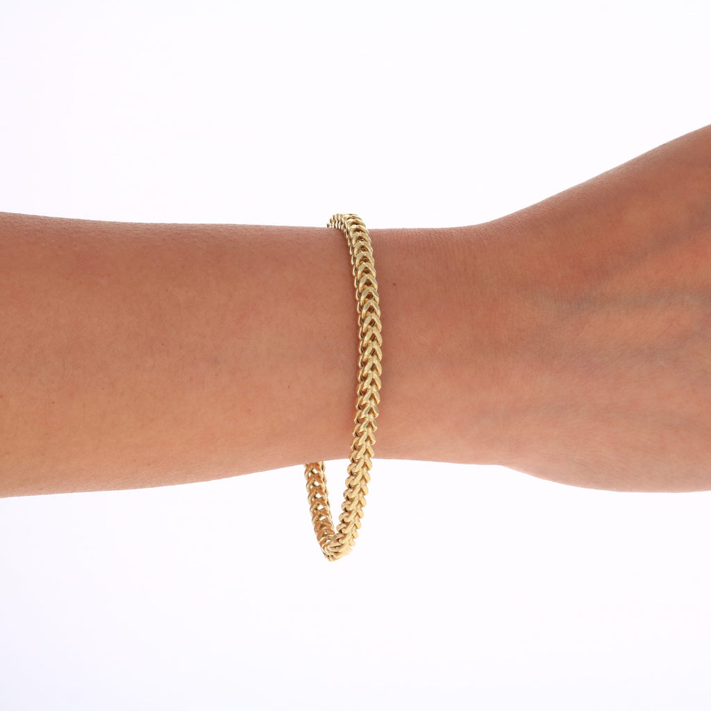 10k Yellow Gold 4mm Franco Chain Bracelet 7" - 9" M243