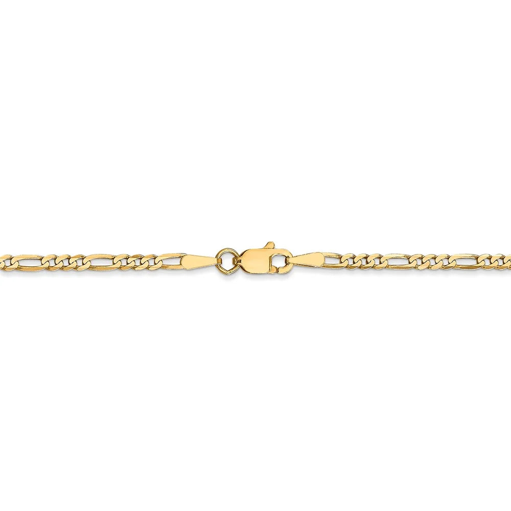 14kt Yellow Gold Flat Figaro Chain 22 inch Lobster Clasp F344