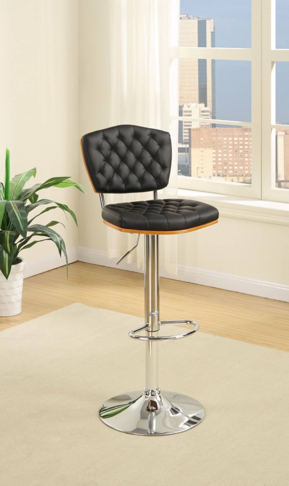 Black Tufted Barstool Set of 2 V978